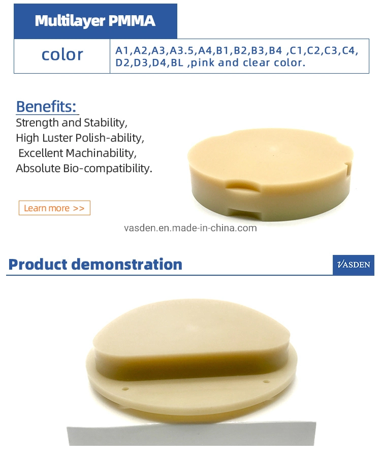 PMMA Milling Block Fully Transparent PMMA Disc for Dental Temporary Crown